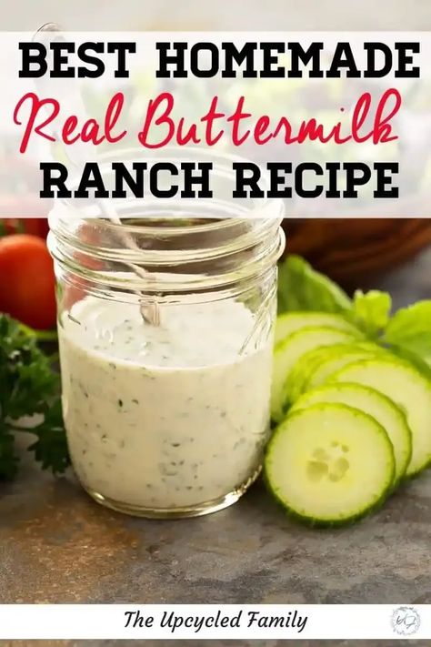 Indulge your taste buds with the creamy perfection of homemade Real Buttermilk Ranch Dressing! 🌿✨ Elevate your salads, dips, and veggies to a whole new level of flavor. Easy to whip up, utterly delicious – your culinary adventure starts here! #homemade #buttermilkranch #HomemadeDressing #RanchLove #FlavorfulEats #theupcycledfamily Homemade Buttermilk Ranch Dressing Easy, Diy Buttermilk Ranch Dressing, Diy Ranch Dressing Easy, Homemade Ranch With Buttermilk, Easy Buttermilk Ranch Dressing, Buttermilk Ranch Dip, Best Homemade Ranch Dressing, Homemade Buttermilk Ranch Dressing, Buttermilk Ranch Dressing Recipe