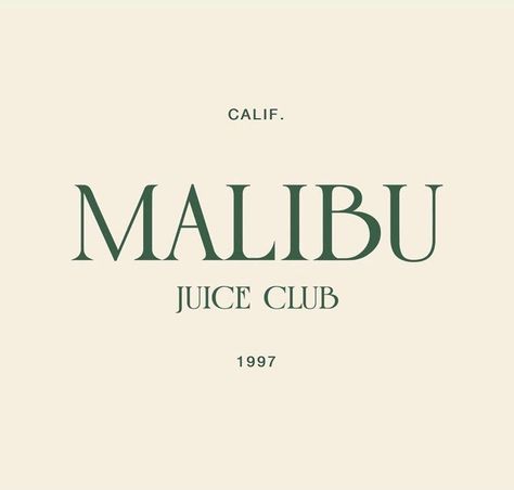 Photo shared by Malibu Juice Club on January 26, 2021 tagging @amydodaj, and @nickydodaj. May be an image of food and text that says 'CALIF. MALIBU JUICE CLUB 1997'. Serif Logo, Minimalist Font, Inspiration Logo Design, Trendy Logos, Aesthetic Fonts, Font Inspiration, Minimalist Logo Design, Logo Fonts, Typography Inspiration