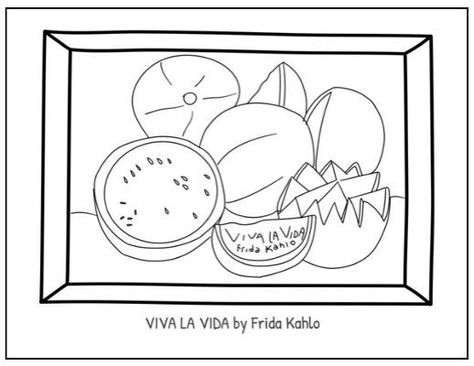 Beautiful Frida Kahlo Coloring Pages (Free Printables) Frida Kahlo Printables Free, Famous Artist Coloring Pages, Frida Kahlo Art For Kids, Frida Kahlo Work, Basic Art Techniques, Frida Kahlo Paintings, Frida Kahlo Portraits, Kahlo Paintings, First Grade Art