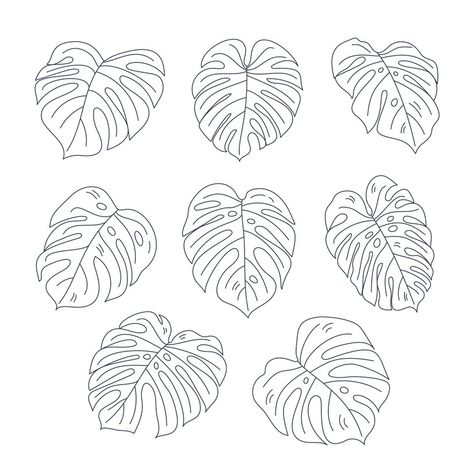 Monstera Abstract Art, Dainty Monstera Tattoo, Monstera Leaf Tattoos, Monstera Outline Tattoo, Monstera Leaf Tattoo Design, Monstera Plant Drawing Simple, Monstera Plant Outline, Monstera Leaf Illustration, Monstera Drawn