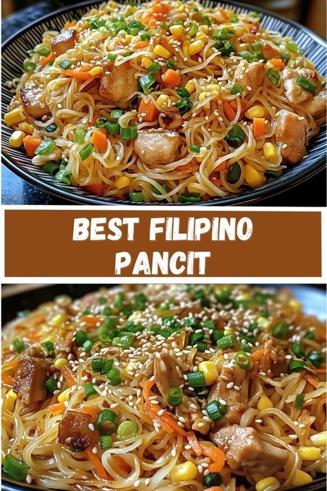 Discover the best Filipino Pancit recipe! This traditional dish combines stir-fried noodles with a flavorful mix of vegetables, tender chicken, and savory seasonings. Perfect for family gatherings or weeknight dinners, this authentic Pancit recipe delivers delicious taste in every bite. Try it today for a taste of the Philippines at home! Pancit Recipe Filipino Dishes, Best Filipino Pancit, Vegetable Pancit Recipe Filipino, Filipino Pancit Bihon Recipe, Philippine Noodles Recipes, Philippine Pancit Recipe, Pansit Recipe Filipino Dishes, Patola Recipe Filipino Food, Chicken Kaldereta Filipino Recipes