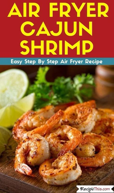 Air Fryer Cajun Shrimp. The ultimate air fried cajun shrimp recipe. Delicious shrimp, cajun seasoning and a few little extras. Perfect for a quick shrimp recipe in the air fryer. #airfryer #airfryershrimp #airfryerrecipes #airfryerfrozen Air Fryer Cajun Shrimp, Cajun Shrimp Recipe, Air Fryer Seafood, Quick Shrimp Recipes, Air Fryer Recipes Low Carb, Cajun Shrimp Recipes, Air Fryer Shrimp, Air Fryer Fish, Grilled Shrimp Recipes