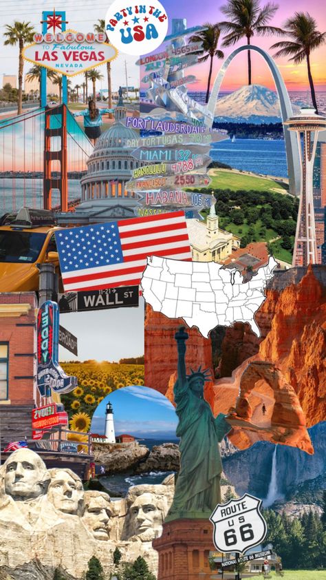 #usa #america #flag #fourthofjuly #collage #wallpaper #aesthetic #city Collage Wallpaper Aesthetic, Usa Flag Wallpaper, America Flag Wallpaper, American Wallpaper, Us States Flags, Usa Wallpaper, New York Wallpaper, Fall Vacations, Aesthetic City