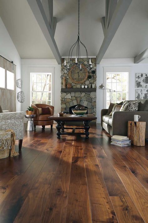 Walnut Hardwood Flooring, Wood Floor Colors, Wide Plank Hardwood Floors, Rustic Wood Floors, Hardwood Floor Colors, Hickory Flooring, Walnut Floors, Wood Floors Wide Plank, Floor Colors