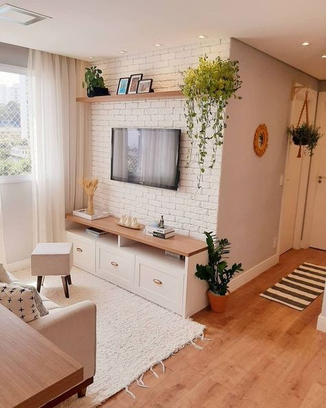 Mesmo morando em apartamento o pequeno é totalmente possível decorar a sala! Veja estas 50 ideias! Small Living Room Decor, Home Design Living Room, Apartment Decor Inspiration, Decor Home Living Room, House Interior Decor, Living Room Decor Apartment, Home Design Decor, Living Room Inspo, A Living Room