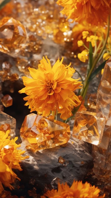 marigolds, citrine, crystals, yellow flowers, sunny, sunshine, phone wallpaper Citrine Stone Wallpaper, Yellow Citrine Wallpaper, Citrine Crystal Wallpaper Iphone, Citrine Crystal Aesthetic Wallpaper, Yellow Crystals Aesthetic, Citrine Crystal Wallpaper, Citrine Crystal Aesthetic, Aesthetic Marigold, Honey Yellow Aesthetic