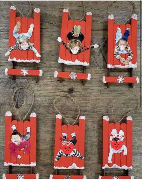 Christmas School Crafts, Preschool Christmas Gifts, Sled Ornaments, One Little Project, Winter Crafts Preschool, Kids Ornament, Parents Christmas, Preschool Christmas Crafts, Christmas Gifts For Parents