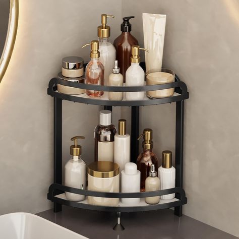 PRICES MAY VARY. ⭐【𝑨𝒆𝒔𝒕𝒉𝒆𝒕𝒊𝒄 𝑨𝒑𝒑𝒆𝒂𝒓𝒂𝒏𝒄𝒆】：A must-have perfume organizer for your bathroom! Luxurious metallic look and compact design doubles the storage area. It's a great idea to provide extra storage space for a small area. Organize all your cosmetics with ease. ⭐【𝑫𝒓𝒆𝒔𝒔𝒆𝒓 𝑪𝒐𝒓𝒏𝒆𝒓 𝑶𝒓𝒈𝒂𝒏𝒊𝒛𝒆𝒓】 ： Perfect solution to organize overcrowded and cluttered cosmetics at home; Great for containing and controlling clutter in a busy home; This storage rack is perfect Organize Bathroom Counter, Organize Kitchen Spices, Bathroom Organizer Countertop, Bathroom Countertop Storage, Organize Bathroom Countertop, Bathroom Countertop Organizer, Corner Sink Bathroom, Bathroom Sink Organization, Bathroom Counter Organization