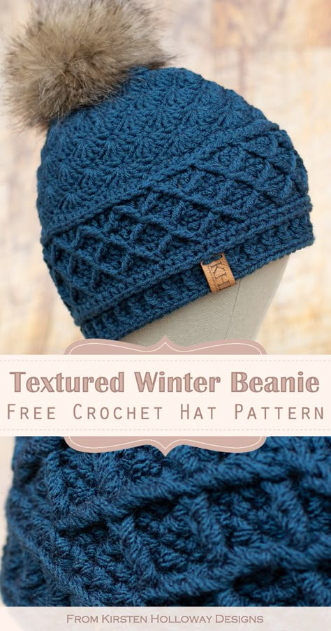 Childs Crochet Hats Free Pattern, Moss Stitch Beanie Free Pattern, Free Top Down Crochet Hat Patterns, Womens Beanie Crochet Pattern Free, Hat Crochet Pattern Free Women, Wave Beanie Crochet Pattern, Crochet Hats Free Pattern Stripes, Crochet Textured Hat, Mommy And Me Beanie Crochet Pattern Free