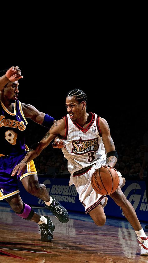 Allen Iverson Kobe Bryant, Alan Iverson, Allen Iverson Wallpapers, Nba Moments, Best Nba Players, Kobe Bryant Pictures, Basketball Highlights, Basketball Wall, Basketball Is Life