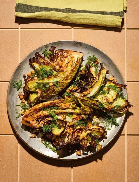 Jamie Oliver Roast Goose Recipe | Alternative to Turkey at Christmas Hispi Cabbage, Tahini Butter, Charred Cabbage, Chestnut Recipes, Chilli Oil, Roasted Cabbage, America's Test Kitchen Recipes, Winter Vegetables, Green Sauce