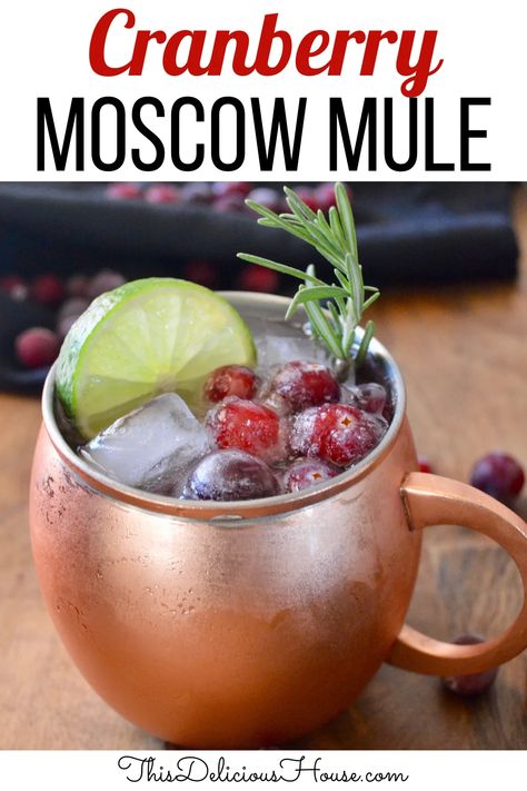 Cranberry Moscow Mules Recipe - This Delicious House Cranberry Moscow Mule Recipe, Cranberry Moscow Mule, Cranberry Juice And Vodka, Vodka Cranberry, Ginger Beer Cocktail, Moscow Mules, Moscow Mule Recipe, Cranberry Juice Cocktail, Cranberry Vodka