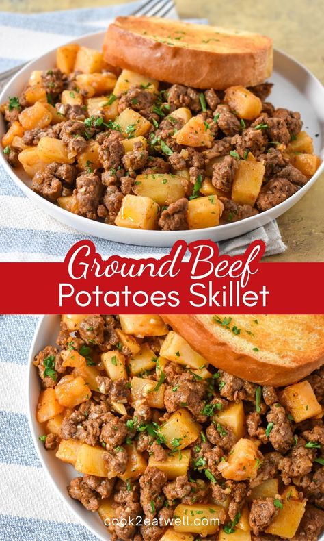 Loaded Ground Beef And Potatoes Skillet, Ground Beef Recipes For Dinner Potatoes, 2 Pounds Ground Beef Recipes, Dinner Recipes For Two Ground Beef, Healthy Meals To Make With Ground Beef, Ground Beef Potato Skillet Recipes, One Pot Meals Potato, Fodmap Ground Beef Recipes, Ground Beef Grilling Recipes