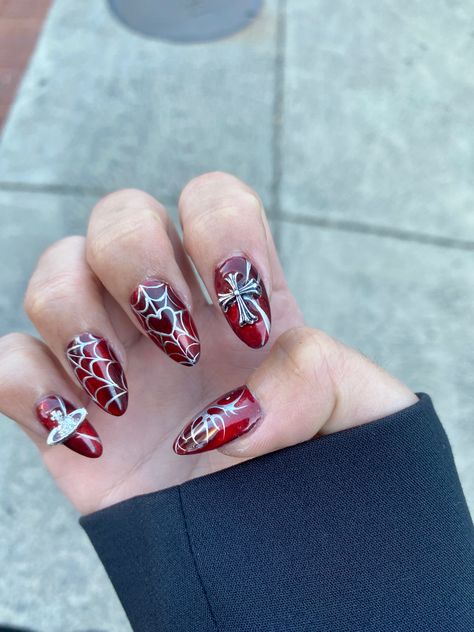 Chrome Hearts Nails, Chrome Heart Nails, Cranberry Nails, Birthday Nails, Heart Nails, Nail Inspiration, Chrome Nails, Chrome Hearts, Nails Nailart