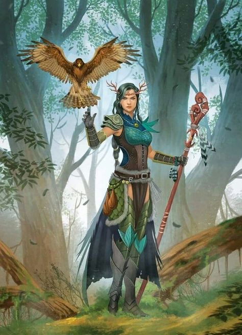 Dnd Druid Female, Druid Staff, Ranger Rpg, Elven Druid, Female Druid, Dnd Druid, Elf Druid, Female Elf, Arte 8 Bits