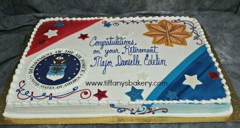 Retirement Sheet Cake, Military Retirement Cake, Air Force Retirement Party, Retirement Cake Ideas, Retirement Reception, Military Retirement Party, Retirement Party Cakes, Spy Ideas, Promotion Ceremony