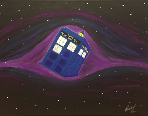 Tardis Painting, Wine Artwork, Painted Vans, Doctor Who Art, Doctor Who Tardis, Paint Nite, Paint And Sip, Night Painting, Original Art For Sale