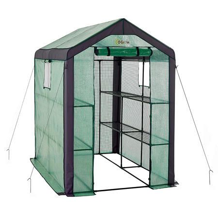 Ogrow Large Heavy Duty WALK-IN 2 Tier 8 Shelf Portable Lawn and Garden Greenhouse - Measures 77" H x 56" W x 56" D - Sam's Club Greenhouse Frame, Portable Greenhouse, Walk In Greenhouse, Greenhouse Effect, Steel Fence, Steel Shelving, Greenhouse Kit, Garden Greenhouse, Steel Panels