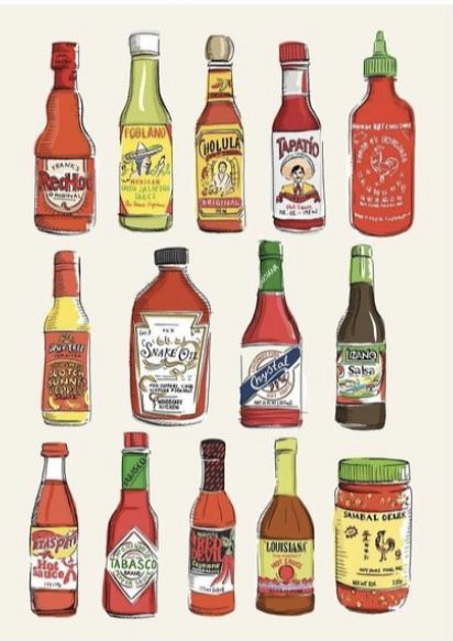 Tabasco Tattoo, Chilli Art, Chili Fest, Kitchen Mural, Food Logos, Sambal Oelek, Tabasco Sauce, Scotch Bonnet, Green Sauce