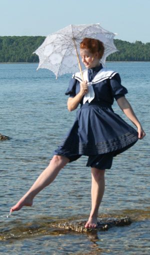 1912 Fashion, Bathing Costumes, Period Clothing, Navy Sailor, Vintage Swim, The Old West, Sailor Suit, Vintage Swimwear, Vintage Swimsuits