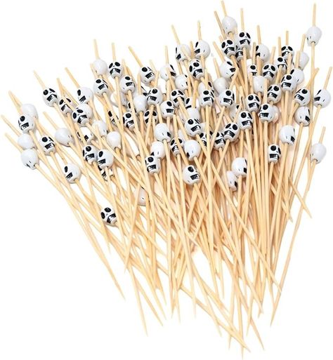 Amazon.com | Honbay 100PCS Skull Head Bamboo Cocktail Picks Fruit Food Hamburger Toothpicks Cupcake Toppers Sandwich Appetizer Decorative Skewers Drink Garnish Holiday Birthday Party Decoration Sticks: Cocktail Picks Fancy Party Decorations, Sandwich Appetizer, Fish Cocktail, Drink Garnish, Food Hamburger, Fruit Appetizers, Holiday Birthday Party, Appetizer Sandwiches, Appetizer Picks