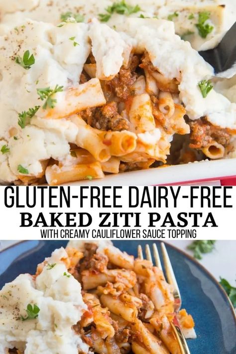 Gluten Free Pasta Casserole, Gluten Free Dairy Free Dinner, Dairy Free Pasta, Comforting Dinner, Ziti Pasta, Dairy Free Soup, Ziti Recipes, Baked Ziti Recipe, Gluten Free Main Dishes