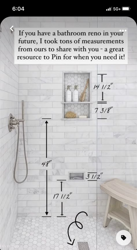 Bathroom Measurements, Driven By Decor, Bathroom Redesign, Master Bath Remodel, Shower Niche, Bathroom Remodel Designs, Bathroom Remodel Shower, Bathroom Redo, Bathroom Renos