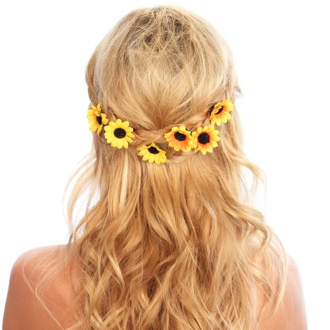 Sunflower Hair, Sunflower Party, Sunflower Themed Wedding, Hair Grips, Hair Clamps, Hippie Flowers, Flower Hair Pin, Sunflower Wedding, Festival Wedding