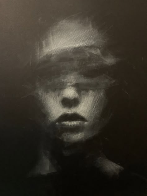 White Charcoal On Black Paper Portraits, White On Black Portrait Drawing, White On Black Charcoal Drawing, White Pastel On Black Paper, Simple Chalk Pastel Art, White Chalk Drawings Black Paper, Black And White Chalk Art, Black On Black Painting, Chalk And Charcoal Drawings