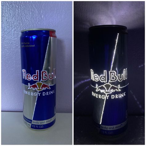 Things To Do With Red Bull Cans, Redbull Can Art, Red Bull Can Crafts, Drink Can Crafts, Monster Cans Diy, Red Bull Drinks, Bathroom Night Light, Living Room Lights, Computer Projects