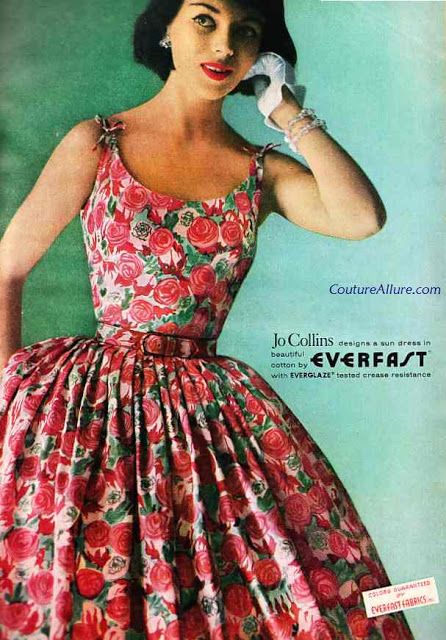 Couture Allure Vintage Fashion: Jo Collins - 1958 Poofy Skirts, 1950s Clothes, 50's Dresses, Suzy Parker, Fifties Style, 1950's Dress, Floral Print Dress Summer, Lilli Ann, Floral Frocks