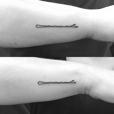 Instant History Tattoo on Instagram: “Couple of Bobby Pins done by @tonyvtattoos #instanthistorytattoo #bobbypins #bobbypin #bobbypintattoo” Bobby Pin Tattoo, Hairdresser Tattoos, Pin Tattoo, Wrist Tattoos Words, History Tattoos, Tattoo Board, Instagram Couples, Stylist Tattoos, Living Art