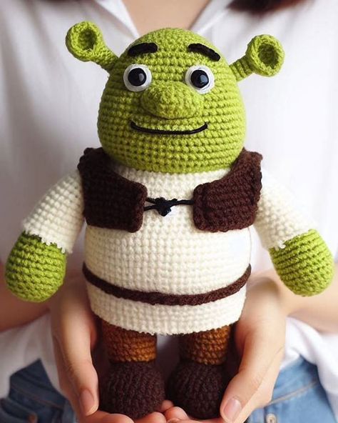 Amigurumi shrek crochet pattern Crochet Shrek Pattern Free, Shrek Crochet Pattern Free, Shrek Crochet Pattern, Shrek Amigurumi, Shrek Crochet, Crochet Shrek, Trendy Bob Hairstyles, Crochet Monkey, Make A Snowman