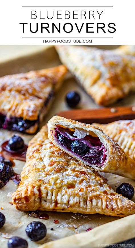 This is a recipe for blueberry turnovers made with puff pastry and homemade blueberry filling. These delicious pastries can be enjoyed for breakfast or as an afternoon treat. #blueberryturnovers #puffpastry #turnovers Diy Pastries, Blueberry Pastry Recipes, Fruit Turnovers Puff Pastries, Puff Pastry Blueberry Recipes, Blueberry Puff Pastry Recipes, Canned Blueberry Recipes, Blueberry And Puff Pastry Recipes, Puff Pastry And Blueberries, Easy Blueberry Turnovers