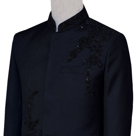 Description Black is beautiful, so get customize this Uomo Attire's elegant black prince coat with black embellishments for perfect look on your big day. This luxury black prince coat made with premium quality Italian wool fabric and adorned with beautiful hand embellishments. Designer Black Tuxedo For Groom, Traditional Black Tuxedo For Groom, Traditional Black Groom Tuxedo, Traditional Black Blazer For Groom, Elegant Tailored Bandhgala For Evening, Luxury Tailored Bandhgala For Evening, Black Long Sleeve Tuxedo For Wedding, Black Long Sleeve Wedding Tuxedo, Designer Tailored Black Nehru Jacket