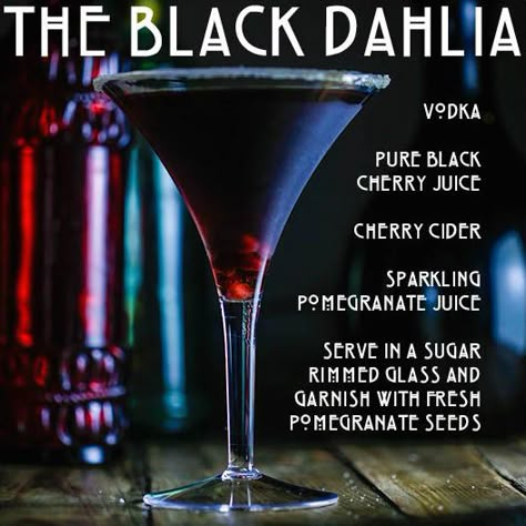 AHS-themed Martinis! Murder House — The Black Dahlia Halloween Drink Recipes Alcoholic, Christmas Cookies Sugar Cookie, Christmas Cookies Sugar, Sriracha Popcorn, Peach Sweet Tea, Blue Sangria, Blood Orange Sangria, Orange Sangria, The Black Dahlia