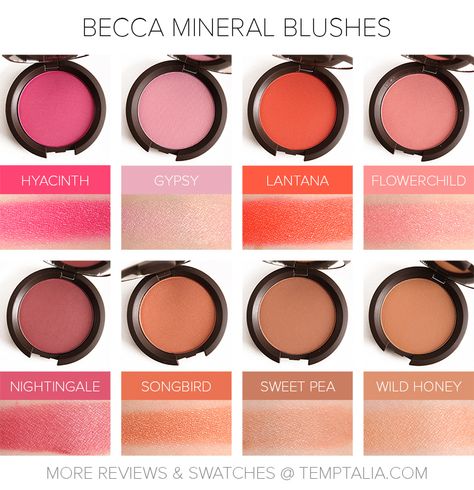 Sneak Peek: Becca Mineral Blushes - Hyacinth, Gypsy, Lantana, Flowerchild, Nightingale, Songbird, Sweet Pea and Wild Honey Becca Makeup, Becca Cosmetics, Wild Honey, Peach Blush, Bare Minerals, Makeup Swatches, Makeup Obsession, Nightingale, Makeup Reviews