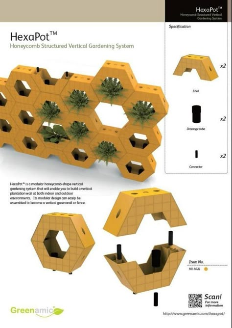 HexaPot -- not only a vertical living wall, but also a hydroponics system and green fence too! Hydroponic Wall, Hydroponic Garden, Hydroponic Systems, Green Fence, Vertical Vegetable Garden, Aquaponic Gardening, Green Facade, Vertical Garden Wall, Vertical Farming