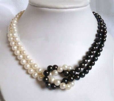 2 Strands Natural 8-9mm Black White Akoya Freshwater Pearl Necklace 18'' | eBay South Sea Pearl Necklace, Akoya Pearl Necklace, Natural Pearl Necklace, Evil Eye Necklace Gold, Pink Pearl Necklace, Round Bead Necklace, Black Pearl Necklace, White Pearl Necklace, Cultured Pearl Necklace