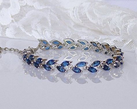 Rivendell Wedding, Moon Elves, Sapphire Jewelry Set, Blue Bracelets, Bridal Bracelets, Bridesmaids Outfits, Blue Crystal Bracelet, Blue Sapphire Bracelet, Wedding Day Jewelry