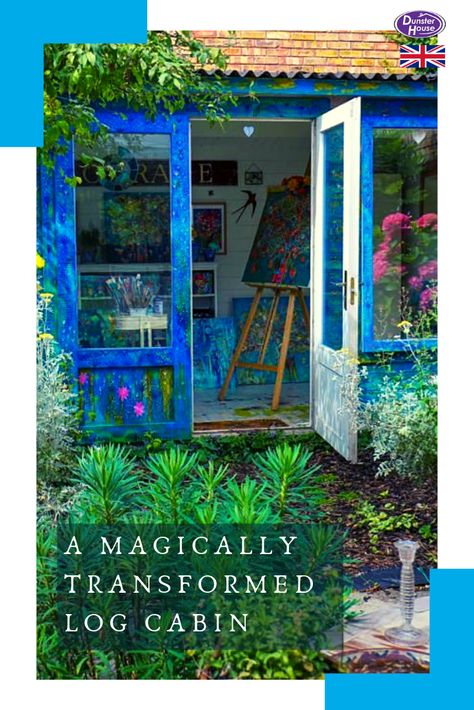 Mary Price, a painter from Bristol, is one of the lucky runner-ups for the Cuprinol Shed of the Year 2019, in the category Workshop/Studio. With a beautiful Lantera cabin which has now become her biggest painting to date.  #dunsterhouse #competition #painter #shedoftheyear2019 #artist #uk #england #ukartist #art #creative #pieceofart #workofart #shedoftheyear #shed #cabin #logcabin #workshop #studio #garden #gardenideas Log Cabins Garden Ideas, Interesting Gardens, Log Cabin Painting, Timber Frame Shed, Log Cabin Garden, Watercolour Cabin In The Woods, Artist Shed, Garden Log Cabins, Shed Cabin