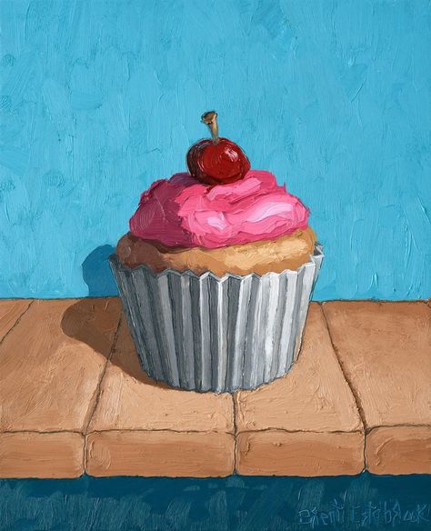 Wayne Thiebaud Cupcakes, Cupcake Canvas Painting, Cupcake Oil Pastel, Wayne Thiebaud Gcse Sketchbook, Consumption Art, Brent Estabrook, Thiebaud Wayne, Celebration Artwork, Wayne Thiebaud Cakes