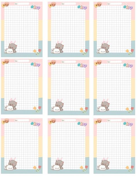 Memo Pad Design Printable, Memo Paper Aesthetic, Memo Pads Printable Aesthetic, Memo Printable, Memo Pad Printable, Stickers Notes, Kawaii Printables, Memo Pad Design, To Do Planner