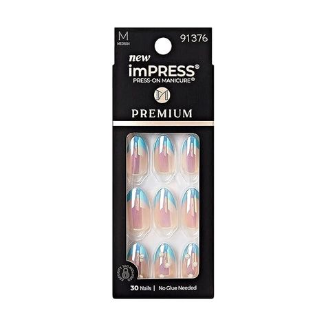 Amazon.com: KISS imPRESS No Glue Mani Press-On Nails, Premium, Best Life', Blue, Medium Size, Almond Shape, Includes 30 Nails, Prep Pad, Instructions Sheet, 1 Manicure Stick, 1 Mini File : Beauty & Personal Care 30 Nails, Blue French Tips, Nails Kit, Kiss Beauty, Clear Nail Polish, Almond Shape, Clear Nails, Clean Nails, False Nail