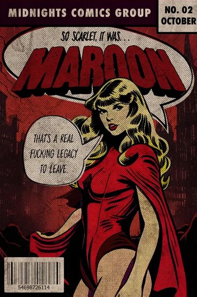 Taylor Swift Comic Art, Is It Over Now Wallpaper, Taylor Swift Retro Poster, Taylor Swift Comic Poster, Ms Americana Taylor Swift Costume, Maroon Taylor Swift, Red Taylor Swift, Taylor Swift Drawing, Comic Poster