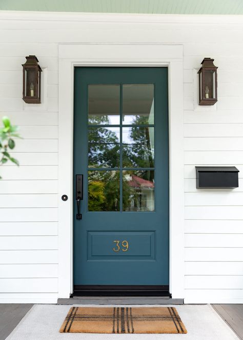 Teal front door