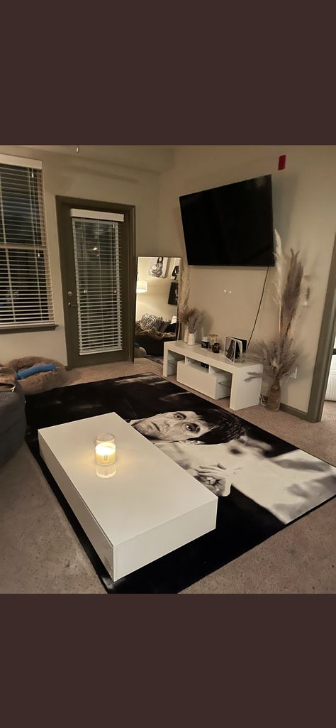 Things To Go Under Mounted Tv, Scarface Room Decor, Tv Mounted Bedroom Ideas, Scarface Bedroom Ideas, Scarface Room Ideas, Mounted Tv Bedroom Ideas, Mounted Tv Ideas Living Rooms Apartment, Living Room Tv Mount Ideas, Big Tv In Bedroom