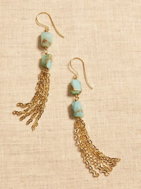 Aureus + Argent | Peruvian Opal Tassel Earrings | Banana Republic Bracelets For Summer, Coconut Bowls, Tropical Sea, Earrings Opal, Andes Mountains, Beaded Earrings Diy, Peruvian Opal, Earrings Inspiration, Handmade Wire Jewelry