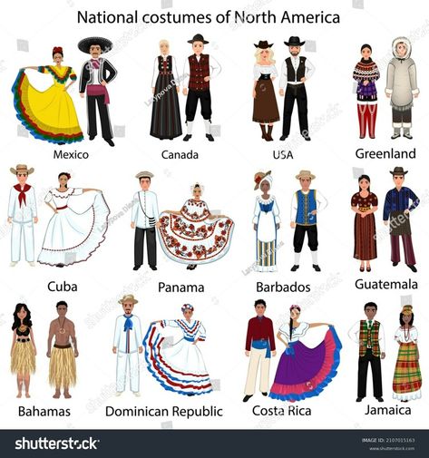 Barbados Clothing, Costa Rica Clothes, Mexico Costume, Mexican American Culture, Hispanic Aesthetic, Fashion Timeline, America Outfit, National Clothes, Mexican Outfit