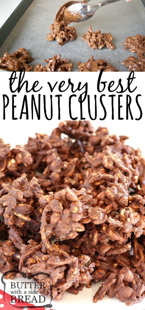 Peanut Clusters are the easiest no-bake treats to make with just four ingredients - chocolate chips, butterscotch chips, peanuts and crunchy chow mein noodles! This Peanut Cluster recipe is the best one that I've tried and you can make a whole batch in just a few minutes! Quotes Chocolate, Peanut Cluster, Chocolate Peanut Clusters, Peanut Clusters, Easy Holiday Treats, Baking Quotes, Treats To Make, Diy Easy Recipes, Chow Mein Noodles